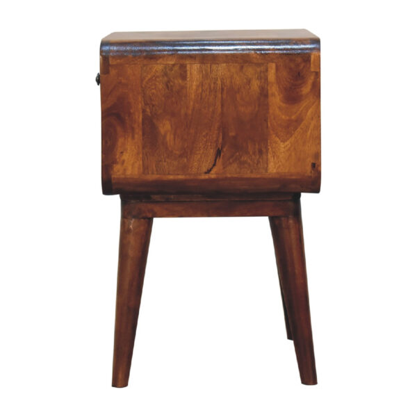 Mensta Curved Chestnut Bedside Table with Open Slot – Modern & Functional - Image 8