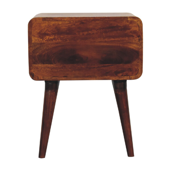 Mensta Curved Chestnut Bedside Table with Open Slot – Modern & Functional - Image 9