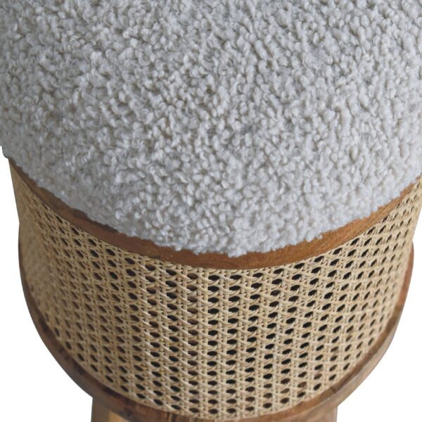 Mensta Rattan Footstool with Cozy Boucle Seat – Stylish & Comfortable - Image 4
