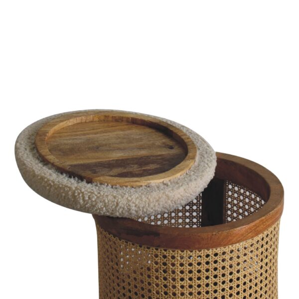 Mensta Rattan Footstool with Cozy Boucle Seat – Stylish & Comfortable - Image 5