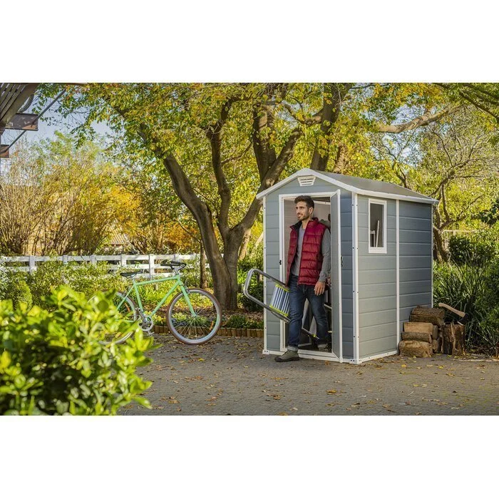 Keter Manor 4 ft. W x 6 ft. D Vertical Resin Outdoor Storage Shed Ideal For Patio - Image 4